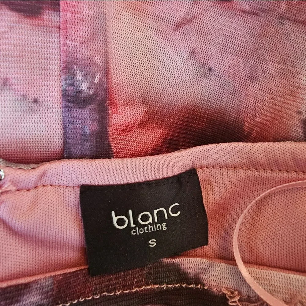 Blanc pink floral Maxi Skirt with Corset style top that zips up in back. Sz sm, - Picture 7 of 8